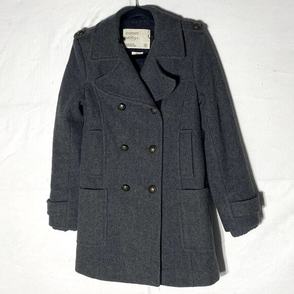 Aritzia Community Grey Re Processed Wool Pea Coat S - Picture 1 of 14